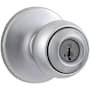 Kwikset Polo Single Cylinder Keyed Entry Lever Set with Round Rose and SmartKey Satin Chrome