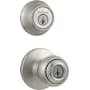 Kwikset Polo (Round Rosette) Knob and 660 Deadbolt Combo Pack with SmartKey Satin Nickel