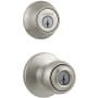Kwikset Polo (Round Rosette) Knob and 660 Deadbolt Combo Pack with SmartKey Satin Nickel