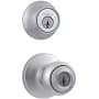 Kwikset Polo (Round Rosette) Knob and 660 Deadbolt Combo Pack with SmartKey Satin Chrome