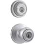 Kwikset Polo (Round Rosette) Knob and 660 Deadbolt Combo Pack with SmartKey Satin Chrome