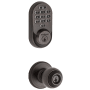 Kwikset Polo Single Cylinder Keyed Entry Knob Set and Electronic Keyless Entry Deadbolt Combo Pack with SmartKey from the Halo Collection Venetian Bronze
