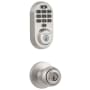 Kwikset Polo Single Cylinder Keyed Entry Knob Set and Electronic Keyless Entry Deadbolt Combo Pack with SmartKey from the Halo Collection Satin Nickel