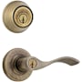 Kwikset Balboa (Round Rosette) Lever and 660 Deadbolt Combo Pack with SmartKey Antique Brass