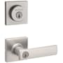 Kwikset Breton Single Cylinder Keyed Entry Lever Set and Deadbolt Combo with SmartKey from the Halifax Collection Satin Nickel