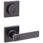 Kwikset Breton Single Cylinder Keyed Entry Lever Set and Deadbolt Combo with SmartKey from the Halifax Collection Matte Black