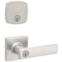 Kwikset Breton Single Cylinder Keyed Entry Lever Set and Deadbolt Combo with SmartKey from the Midtown Collection Satin Nickel
