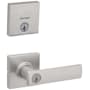 Kwikset Breton Single Cylinder Keyed Entry Lever Set and Deadbolt Combo with SmartKey from the Downtown Collection Satin Nickel