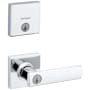 Kwikset Breton Single Cylinder Keyed Entry Lever Set and Deadbolt Combo with SmartKey from the Downtown Collection Polished Chrome