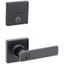 Kwikset Breton Single Cylinder Keyed Entry Lever Set and Deadbolt Combo with SmartKey from the Downtown Collection Matte Black