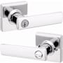 Kwikset Breton Single Cylinder Keyed Entry Door Lever Set with Square Rose and SmartKey Bright Chrome