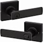 Kwikset Breton Single Cylinder Keyed Entry Door Lever Set with Square Rose and SmartKey Matte Black