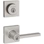 Kwikset Casey Single Cylinder Keyed Entry Lever Set and Deadbolt Combo with SmartKey from the Halifax Collection Satin Nickel