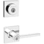 Kwikset Casey Single Cylinder Keyed Entry Lever Set and Deadbolt Combo with SmartKey from the Halifax Collection Polished Chrome