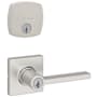 Kwikset Casey Single Cylinder Keyed Entry Lever Set and Deadbolt Combo with SmartKey from the Midtown Collection Satin Nickel