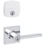 Kwikset Casey Single Cylinder Keyed Entry Lever Set and Deadbolt Combo with SmartKey from the Midtown Collection Polished Chrome