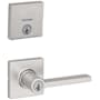 Kwikset Casey Single Cylinder Keyed Entry Lever Set and Deadbolt Combo with SmartKey from the Downtown Collection Satin Nickel
