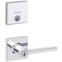 Kwikset Casey Single Cylinder Keyed Entry Lever Set and Deadbolt Combo with SmartKey from the Downtown Collection Polished Chrome
