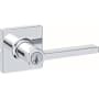 Kwikset Casey Single Cylinder Keyed Entry Door Lever Set with Square Rose and SmartKey Bright Chrome
