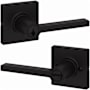 Kwikset Casey Single Cylinder Keyed Entry Door Lever Set with Square Rose and SmartKey Matte Black
