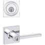 Kwikset Casey Single Cylinder Keyed Entry Lever Set and Deadbolt Combo with SmartKey from the Signature Series Polished Chrome