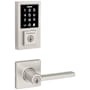 Kwikset Casey Keyed Entry Lever Set and Electronic Keyless Entry Deadbolt Combo Pack with SmartKey from the SmartCode Deadbolts Touchscreen Collection Satin Nickel