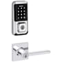 Kwikset Casey Single Cylinder Keyed Entry Lever Set and Electronic Keyless Entry Deadbolt Combo Pack with SmartKey from the Halo Collection Polished Chrome