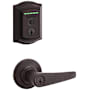 Kwikset Delta Single Cylinder Keyed Entry Lever Set and Electronic Keyless Entry Deadbolt Combo Pack with SmartKey from the Halo Collection Venetian Bronze