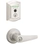 Kwikset Delta Single Cylinder Keyed Entry Lever Set and Electronic Keyless Entry Deadbolt Combo Pack with SmartKey from the Halo Collection Satin Nickel