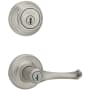 Kwikset Dorian (Round Rosette) Lever and 980 Deadbolt Combo Pack with SmartKey Satin Nickel