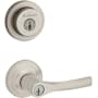 Kwikset Henley Single Cylinder Keyed Entry Lever Set and Milan Deadbolt Combo Pack with SmartKey Satin Nickel