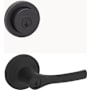 Kwikset Henley Single Cylinder Keyed Entry Lever Set and Milan Deadbolt Combo Pack with SmartKey Matte Black