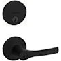 Kwikset Henley Single Cylinder Keyed Entry Lever Set and Uptown Deadbolt Combo Pack with SmartKey Matte Black