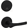 Kwikset Henley Single Cylinder Keyed Entry Lever Set and Uptown Deadbolt Combo Pack with SmartKey Matte Black
