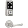 Kwikset Henley Single Cylinder Lever Set and Halo Electronic Touchscreen Deadbolt Combo Pack with SmartKey Satin Nickel
