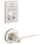 Kwikset Ladera Single Cylinder Keyed Entry Lever Set and Electronic Keyless Entry Deadbolt Combo Pack with SmartKey from the Home Connect Collection Satin Nickel