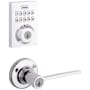 Kwikset Ladera Single Cylinder Keyed Entry Lever Set and Electronic Keyless Entry Deadbolt Combo Pack with SmartKey from the Home Connect Collection Polished Chrome