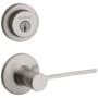 Kwikset Palmina Passage Lever Set and Single Cylinder Keyed Entry Deadbolt Combo with SmartKey from the Milan Collection Satin Nickel