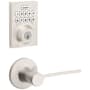 Kwikset Palmina Passage Lever Set and Electronic Keyless Entry Deadbolt Combo Pack with SmartKey from the Home Connect Collection Satin Nickel