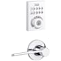 Kwikset Palmina Passage Lever Set and Electronic Keyless Entry Deadbolt Combo Pack with SmartKey from the Home Connect Collection Polished Chrome