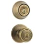 Kwikset Tylo SmartKey Single Cylinder Knobset and Deadbolt Combo Pack Antique Brass