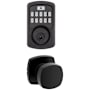 Kwikset Arroyo Passage Knob Set and Electronic Keyless Entry Deadbolt Combo Pack with SmartKey from the Aura Collection Matte Black