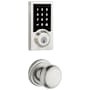 Kwikset Hancock Passage Knob and 916 Contemporary Touchscreen Deadbolt Combo Pack with SmartKey and Z-Wave Technology Satin Nickel