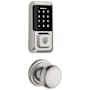 Kwikset Hancock Passage Knob and 939 Halo WiFi Enabled Deadbolt Combo Pack with SmartKey Satin Nickel