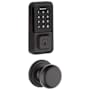 Kwikset Hancock Passage Knob and 939 Halo WiFi Enabled Deadbolt Combo Pack with SmartKey Matte Black