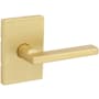 Kwikset Halifax Passage Door Lever Set with Rectangle Rose Satin Brass