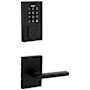 Kwikset Halifax Passage Lever Set and Electronic Keyless Entry Deadbolt Combo Pack with SmartKey from the SmartCode Deadbolts Touchscreen Collection Matte Black
