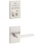 Kwikset Halifax Passage Lever Set and Electronic Keyless Entry Deadbolt Combo Pack with SmartKey from the Home Connect Collection Satin Nickel