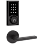 Kwikset Halifax Passage Lever and 916 Contemporary Touchscreen Deadbolt Combo Pack with SmartKey and Z-Wave Technology Matte Black