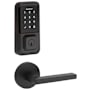 Kwikset Halifax Passage Lever and 939 Halo WiFi Enabled Deadbolt Combo Pack with SmartKey Matte Black